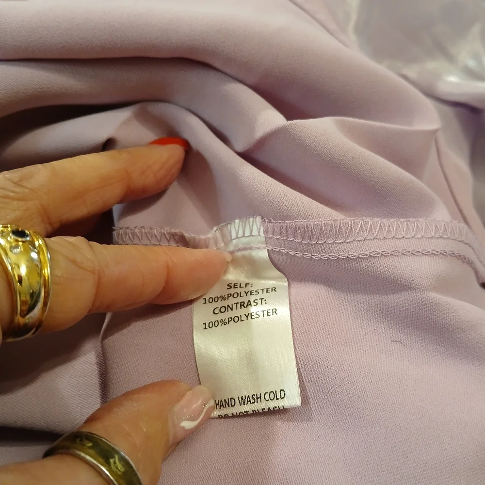 Easel Lilac Elegant Blouse With Sheer Irredescent Sleeves - Picture 5 of 5